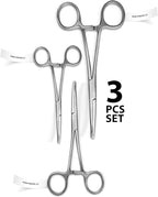Hemostats ROCHESTER PEAN Forceps Locking Pliers Clamps Tongs Full Serrated Stainless Steel set Of 3 pcs 9,10,12 Inch Curved (Curved 8,10,12 Inches 3 pcs Set)