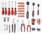 CARTMAN 205 Piece Ratchet Wrench Tool Set 1/4" & 3/8" & 1/2" Drive with SAE/Metric Sockets Kit in Plastic Toolbox