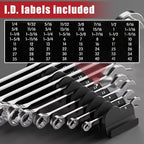 48 pcs MAGNETIC Modular Wrench Organizers for Tool Drawers - Wrench Rack with Metric&SAE Labels, Perfect Tool Storage Holder with Magnet. Gift for father, brother and boyfriend (Black with Magnets)