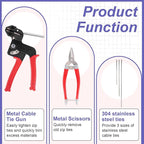 RUTU Stainless Steel Zip Tie Gun Set, All-in-one Stainless Steel Cable Tie Gun Set with 150pcs Zip Ties, Adjustable Resistant Heavy Duty Cable Ties for Exhaust Pipes Automotive Poultry Fence