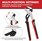 ARROW 3-Piece Groove Joint Pliers, 8", 10" & 12" Adjustable Water Pump Pliers with TPR Handle, High Carbon Steel Tongue and Groove Plier for Plumbing, Automotive and Household Repairs