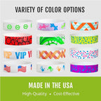 500 WristCo Wavy Flag Tyvek Wristbands for Events – Security Cuts & Tamper-Proof Design to Prevent Reuse – Premium-Grade Bracelets for Hospital & Medical ID, Party & VIP Identification