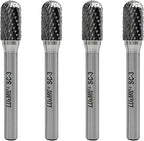 Tungsten Carbide Burr Cylinder Shape SC-3 with Radius End Double Cut Rotary Burr File, 4pcs by LU&MN
