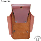 FESA Small Leather Tool Pouch - 5-in-1 Heavy Top Grain Leather Small Tool Pouch with a Steel Hammer Loop, 4 Pockets & Reinforced Heavy Duty Rivets - Fits Belts up to 3" - Handcrafted