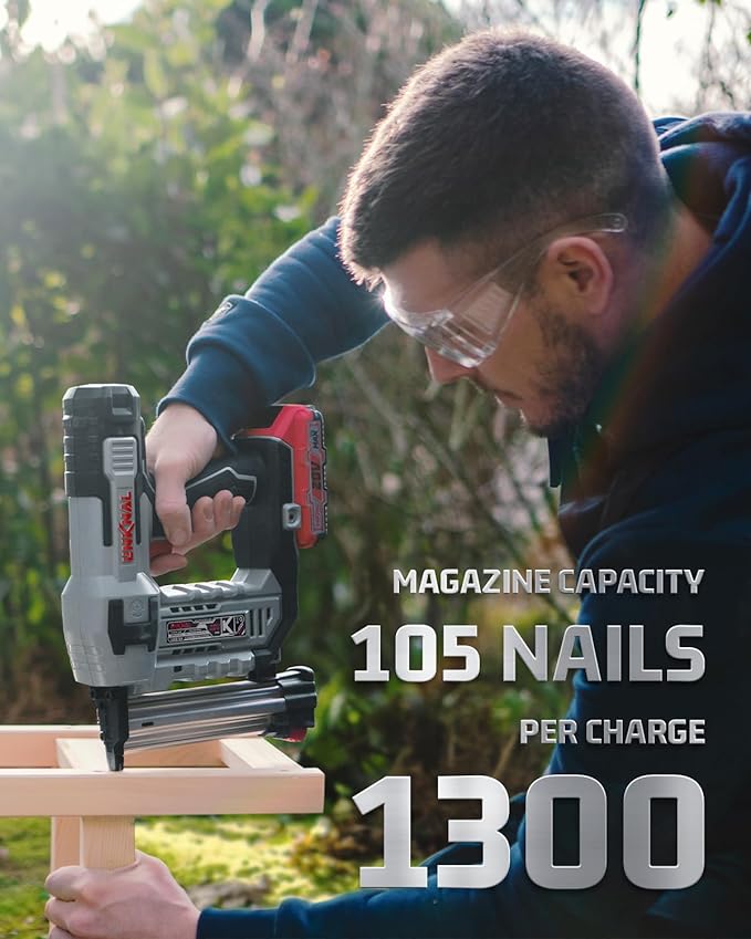 Electric Nail Gun, LINKNAL Cordless Brad Nailer Battery Powered,18 Gauge, 2×20V MAX Li-ion Batteries, Charger and 1000 Nails Included (L820-BN)