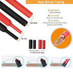8Pcs 6 AWG 3/8" Stud and 8Pcs 6 AWG 5/16" Stud Heavy Duty Tinned Copper Wire Lugs with 16Pcs Heat Shrink Tubing Ring Terminals 6 Gauge Battery Cable Ends Bare Copper Eyelets