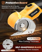 Saker Cordless Electric Scissors,Cardboard Box Cutter,4V Rechargeable Rotary Cutter with Safety Lock & LED Light,Cardboard Cutter for Cutting of Fabric, Leather, Carpet, Plastic, and More