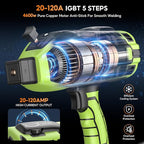 Portable Handheld Welding Machine - 110V IGBT Inverter Handheld Welder, 20-120A Portable ARC Welder with 5 Variable Current Adjustments,Hot Start & Anti-Stick for 3/32"-1/8" Welding Rods(Green)