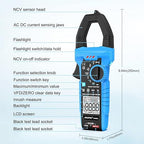MESTEK Digital Inrush Clamp Meter Multimeter 1000A T-RMS 6000 Counts Voltage Tester Volt Amp Meter with VFD, LOZ Mode, Measuring AC DC Current Voltage Temperature Capacitance Resistance Continuity