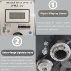INTSUPERMAI 8"× 24" Metal Lathe Mini Precision Benchtop Metal Lathe Metric Thread Hobby DIY Metal Lathe1100W Brushless Motor Metal Turning Machine with 4 Jaw/3 Jaw Chuck 110V