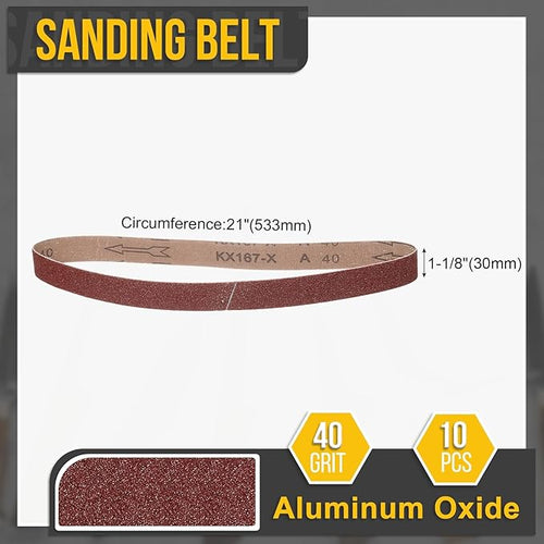 1-1/8 x 21 Inch Sanding Belt, 15 Pcs 40 Grit Knife Sharpener Belts Work Sharpening for Belt Sander Knife Carving Tool Metal Working