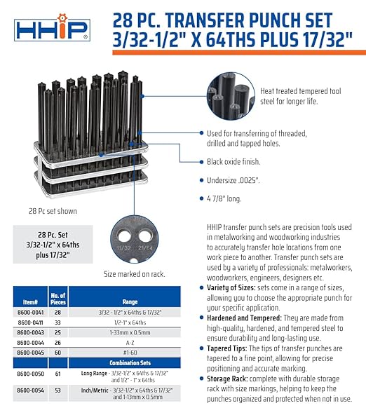 HHIP 33 Piece & 28 Piece Transfer Punch Sets