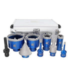 Diamond Core Drill Bit Set BRSCHNITT Diamond Hole Saw for Porcelain Tile Ceramic Marble Granite Drilling with 5/8-11 Thread(6/8/25/35/50/65 Drill bits,10-25mm Finger bit+SDS Adapter&35mm Chamfer bit.