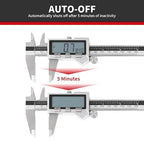 6 Inch/ 150mm IP54 Grade Stainless Steel Digital Caliper & Stainless Steel Rule, Inch/Millimeter/Fraction Conversion, IP 54 Splash Proof Protection Design, Large LCD Screen