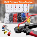 Preciva Ferrule Crimping Tool Kit with 2000PCS Wire Connectors, AWG23-7 Self-adjustable Ratchet Wire Crimping Tool Kit Crimper Plier Set (Red)