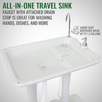 Hike Crew XL Portable Outdoor Foot Pump Camping Sink – Collapsible Hand Wash Basin w/ 7 Gallon (30L) Water Tank, Wheels, Soap Dispenser, Gooseneck Faucet & Towel Holder – for RV, Travel, Worksite