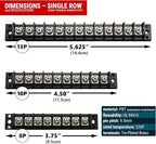 MGI SpeedWare Single Row Screw Terminal Junction Block 300V/20A, Through-Panel Barrier Strip 2-Pack (10 Screw)