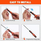 ValueMax 7PCS Interchangeable Needle File Set, Small File Set Includes Flat, Flat Warding, Round, Half-Round, Square, Triangular File and A Handle, Suitable for Shaping Metal, Wood, Jewelry, Plastic