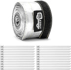 Heat Shroud Aluminized Sleeving Heat Shield fuel line wire heat sleeve 1/2" I.D. x 10FT with 20 Pcs 3.9Inch Stainless Steel Cable Metal Zip Ties