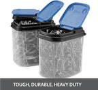 Buddeez Multi-Purpose Hardware Storage Bins Bits and Bolts Small Storage Containers, Hardware Organizers, Clear Containers With Blue Stackable Lids, Bolt and Screw Organizer (1 Quart - 8 Pack)