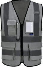 A-SAFETY grey security vest with zipper pockets