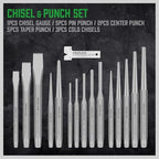 SWANLAKE Punch and Chisel Set, Including Taper Punch, Cold Chisels, Pin Punch, Center Punch (16pcs)