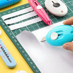 10PCs Mini Retractable Box Cutter Set for Office, Paper Cutter, Package & Letter Envelope Opener, Utility Knife with Keychain Hole, (MIni Utility Knife)