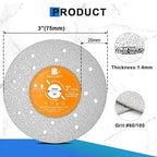 Rock Slab Grinding Disc - 3 inch Glass Cutter Disc (5pcs), Granite Cutting Disc, Diamond Grinder Wheel for Rock Slab, Stone, Tile, Marble, Granite, Glass Diamond Cutting Discs