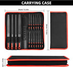 NORTOOLS 19 PCS Metal File Set, T12 Metal Files for Steel,Flat/Round/Triangle/Half-Round Hand Set with Needle File & Steel Brush for Metals, Metalworking & Woodworking