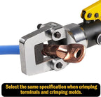 Crimping Tool, 6 AWG to 1000 MCM Hydraulic Plier, 20 Ton Copper and Aluminum Terminal Wire Lug Hydraulic Crimper, Crimping Tool Kit with 13 Dies