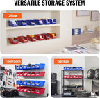 VEVOR Plastic Stackable Storage Bins 12 Pack (11 x 5 x 5-Inch), Hanging Storage Organizer Bins, Heavy Duty Stacking Containers for Closet, Garage, Office, Home, Pantry or Small Parts Organization