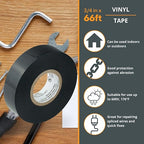 GTSE Black Electrical Tape, 10 Rolls – Waterproof, Industrial Grade Vinyl, 3/4 in x 66ft– Strong Self-Adhesive PVC Electric Tape for Wire Insulation, 7 Mil, 600V – UL/CSA Listed