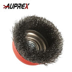 5 Pack 3 Inch Coarse Crimped Wire Cup Brush for Angle Grinder with 5/8 Inch-11 Threaded Arbor - 0.014 Inch Carbon Steel Wire -Light Duty Conditioning for Metals