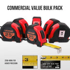 LICHAMP Tape Measure 25 ft, 6 Pack Bulk Easy Read Measuring Tape Retractable with Fractions 1/8, Multipack Measurement Tapes 25-Foot by 1-Inch, C6RD