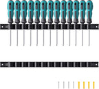 2 Pack Wall-Mounted Screwdriver Organizers with Screws - Heavy-Duty ABS Plastic Tool Holder for Screwdrivers, Wrenches, Piers - Garage Workshop Storage (Black,2 PCS)
