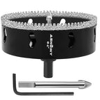 4 Inch Diamond Hole Saw with Pilot Drill Bit, 4" Serrated Brazing Tile Hole Saw Diamond Core Drill Bits with Guiding Bit for Ceramic Porcelain Tile Glass Stone Granite Marble