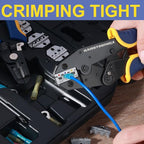 haisstronica 6PCS Crimping Tool Set - Ratchet Wire Crimping Tool for Heat Shrink,Insulated Nylon,Non-Insulated,Ferrule Wire End,Open Barrel Terminals,Solar Connectors