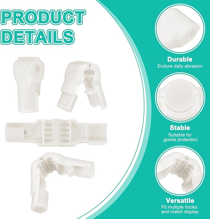 PATIKIL 6 mm Stop Peg Lock, 25 Pcs Pegboard Hooks Anti Sweep Theft Hook Locks Plastic Pegs for Mobile Accessories Shop Clothes Retail Security Display, White