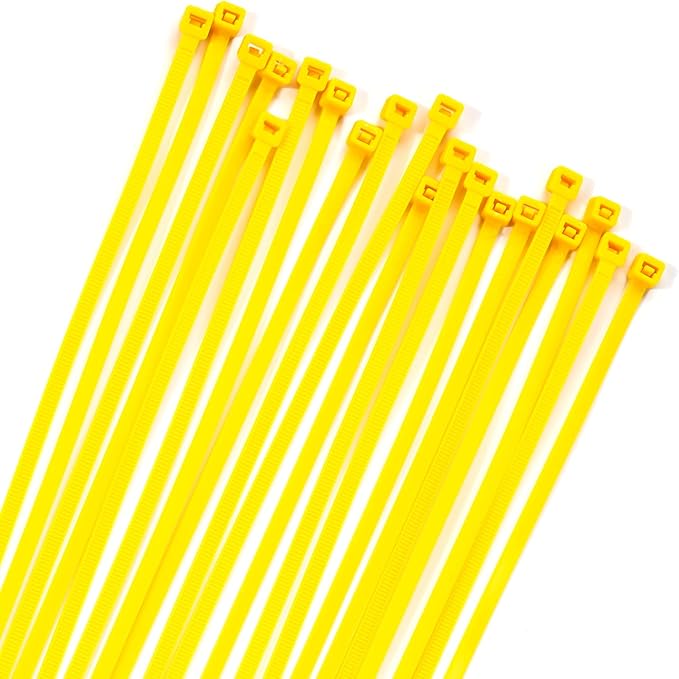 XINGO 100PCS Cable Zip Ties Heavy Duty, Premium Nylon Plastic Wire Ties with 50 Pounds Tensile Strength, Self-Locking Black Nylon Zip Ties for Indoor and Outdoor (6 inch, Yellow)