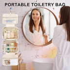 TOPEAST Travel Toiletry Bag for Women - Hanging Toiletry Bag Initial Makeup Bag, Portable Toiletries Cosmetic Bag, Airplane Travel Essentials - Letter I, Pink