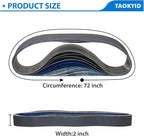 Taokyid 6 Pack 2 x 72 Inch Silicon Carbide Sanding Belts, 120, 240, 400, 600, 800, 1000 Assorted Grits 2x72 Inch Belt Sander Belts For Knife Sharpening and Metalworking, 2x72 Grinding Belt