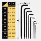 Allen Wrench Set Hex Key Set Ball End Long Arm – 9PCS Metric Hex Key Set, Cr-V Steel, 1.5–10mm, 6.7in, Black Finish, Ideal for Furniture Assembly, Bike Repairs, Garage Tools