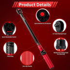 1/2-Inch Drive Click Torque Wrench, Dual-direction 40-300ft.lb/33.9-406.8Nm, 72-tooth Torque Wrench with Dual Range Scales, ±3% High Precision