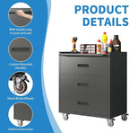 Metal Garage Storage Cabinet with Wheels,Locking Rolling Tool Cabinet with Drawers and Shelves for Home, Office, Garage & Workshop