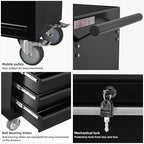 7-Drawer Rolling Tool Chest Cabinet, Large Capacity Metal Tool Box with Wheels and Keyed Locking, Roll Around Storage Organizer Tool Cart for Garage, Warehouse, Work Shop (Black)