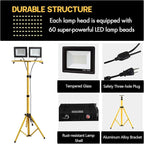 21000 Lumen Work Lights with Stand, 2 Adjustable Head LED Work Light, with Adjustable and Foldable Tripod Stand, Waterproof Lamp with Individual Switch with 6500 Kelvin Color Temperature