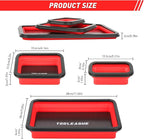TOOLEAGUE 3Pcs Collapsible Magnetic Parts Tray Set with 15Lb Magnetic Pickup Pen,3 Different Size Silicone Foldable Tool for Organizing Screw Bolts Nuts Washers Pins and Other Small Metal Parts