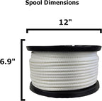 3/8 inch White Dacron Polyester Rope - 250 Foot Spool | Solid Braid - Industrial Grade - High UV and Abrasion Resistance - Low Stretch