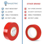 OHLECTRIC Professional Grade Vinyl Electrical Tape (10 Pack) Red - 7 Mil Thick Flame-Retardant, Heat & Weather Resistant 3/4 Inch x 60 Feet | Ideal for Contractors & Electricians