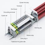Terminal Block Kit, Rail Type Voltage Terminal, Rail Combined Terminal Block(Red & Gray)